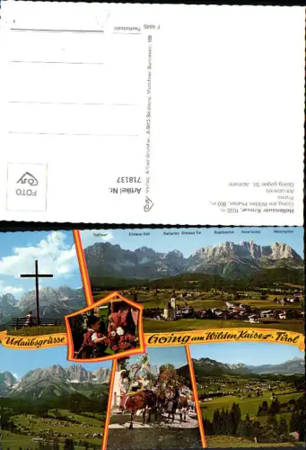 718137 Mehrbild AK Going a. Wilden Kaiser Hollenauer-Kreuz Prama Almabtrieb Blick geg. St Johann
