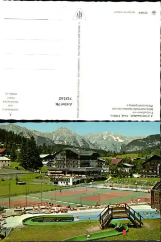 718160 Seefeld in Tirol Freizeitzentrum Blick zum Hotel Wetterstein mit Wettersteingebirge Tennis Minigolf