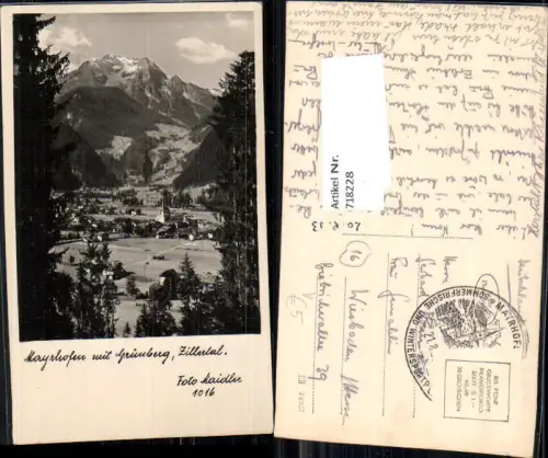 718228 Foto AK Mayrhofen mit Grünberg Zillertal Ansicht pub Foto Maidler 1016