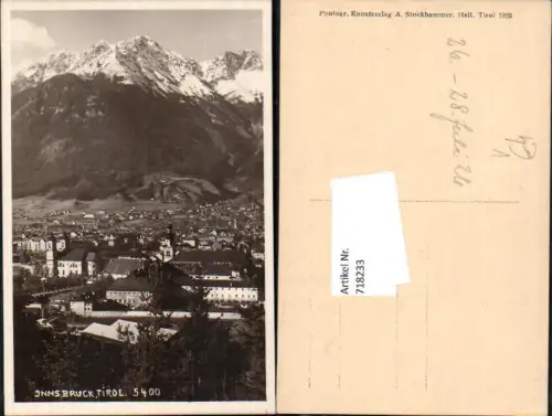 718233 Foto AK Innsbruck Ansicht pub A. Stockhammer 5400