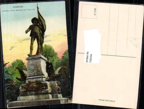 718244 Innsbruck Andreas-Hofer-Denkmal a. Berg Isel Statue Tiroler Freiheitskampf