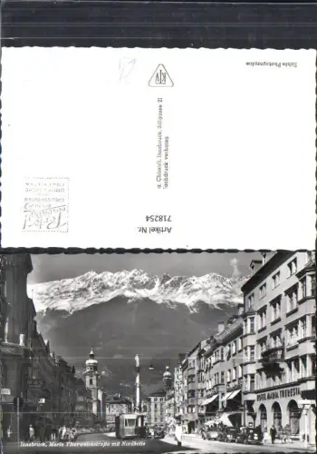 718254 Foto AK Innsbruck Maria Theresienstraße mit Nordkette Straßenbahn