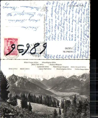 718290 Foto AK Im Stubaital Neustift im Stubaital Mieders Fulpmes Gipfelkarte