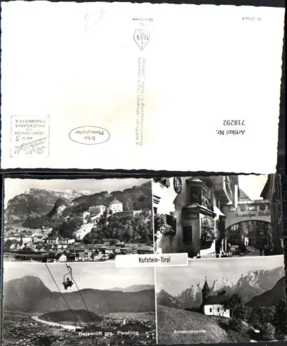 718292 Mehrbild Foto AK Kufstein in Tirol geg. Kaiser Auracher-Löchl Kaiserlift Antoniuskapelle