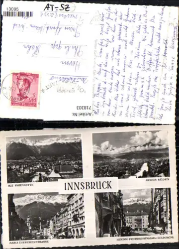 718303 Mehrbild Foto AK Innsbruck Nordkette Blick geg. Süden Goldenes Dachl Maria Theresienstraße