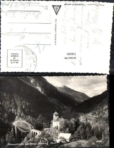 718305 Foto AK Trisannabrücke mit Schloss Wiesberg Tobadill