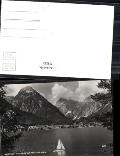 718352 Foto AK Achensee Blick auf Pertisau Segelboot i. Vordergrund