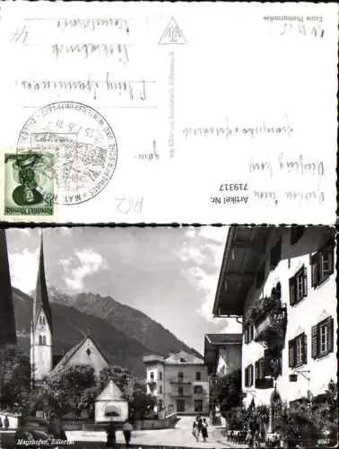 719317 Foto AK Mayrhofen i. Zillertal Ansicht m. Kirche Dorfpartie