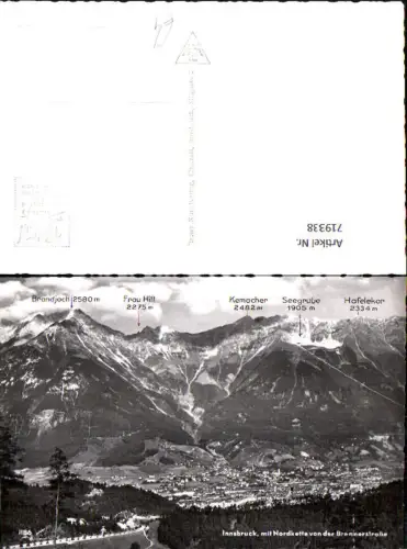 719338 Foto AK Innsbruck m. Nordkette v. d. Brennerstraße