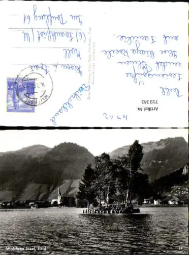 719343 Foto AK Walchsee Insel mit Kirche i. Hintergrund