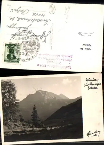 719367 Foto AK Grünberg zur Abendzeit b. Mayrhofen Zillertal pub Hruschka 1437