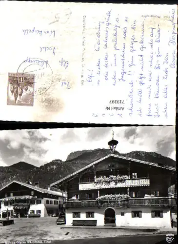 719397 Foto AK Waidring Dorfpartie m. Brunnen