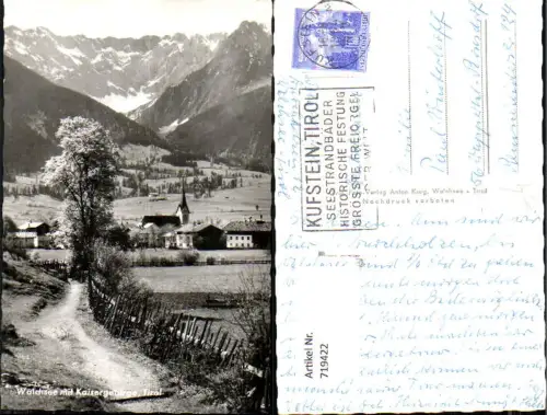719422 Foto AK Walchsee im Kaisergebirge Tirol Ansicht m. Kirche Holzzaun i. Vordergrund