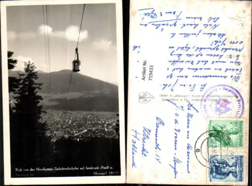 719433 Foto AK Innsbruck Blick v. d. Nordketten-Seilschwebebahn auf Pradl Seilbahn Gondel