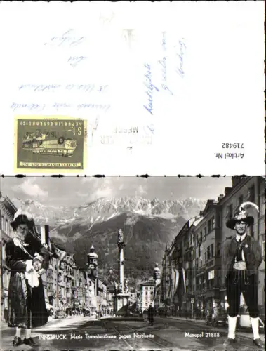 719482 Fotomontage Innsbruck Maria Theresienstraße geg. Nordkette Frau Mann Tiroler Tracht