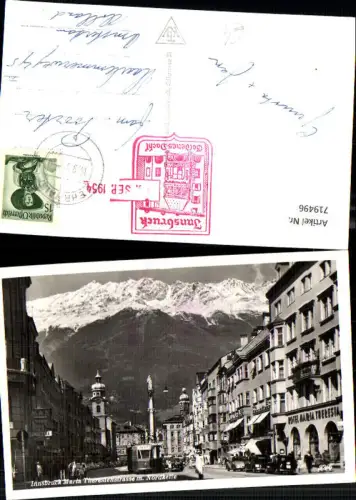 719496 Foto AK Innsbruck Maria Theresienstraße m. Nordkette Annasäule