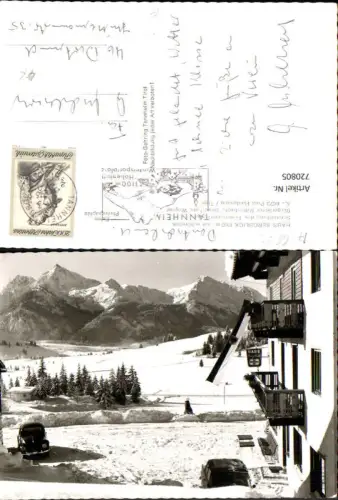 720805 Foto AK Tannheim Haldensee Haus Bergblick VW Käfer Winteransicht