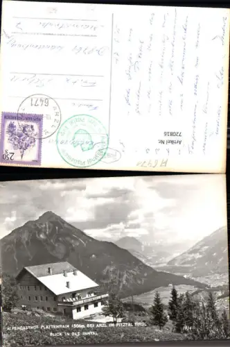 720816 Foto AK Arzl i. Pitztal Blick i. d. Inntal Imst Alpengasthof Plattenrain