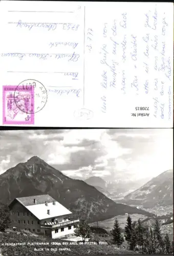720815 Foto AK Arzl i. Pitztal Blick i. d. Inntal Imst Alpengasthof Plattenrain