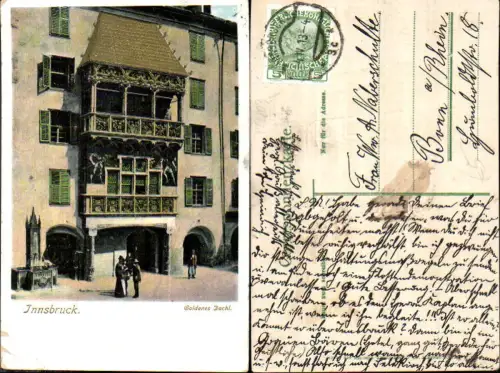 722803 Präge AK Innsbruck Goldenes Dachl pub Zieher Heliocolorkarte