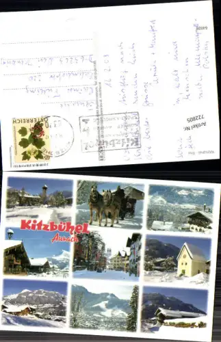 722805 Kitzbühel Aurach Winter Pferdeschlitten Bez. Kitzbühel