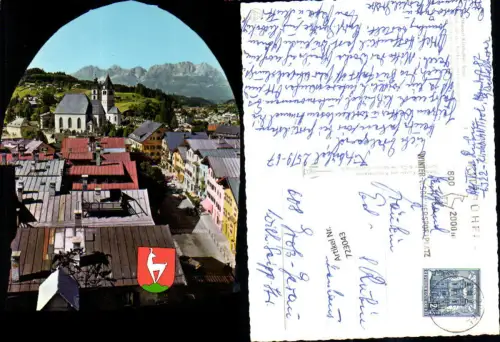 723043 Kitzbühel Blick v. d. Katherinenkirche a. Vorderstadt u. Wilder Kaiser