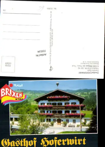 723534 Brixen im Thale Gasthof Hoferwirt Bez. Kitzbühel