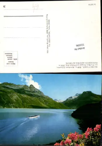 723596 Galtür Silvrettasee Motorboot Silvretta mit Piz Buin Gruppe u. Hohem Rad