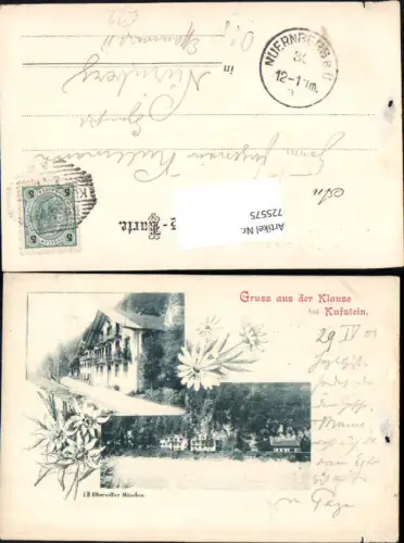 725575 Gruss aus der Klause b. Kufstein Ebbs Tirol Edelweiss 1900