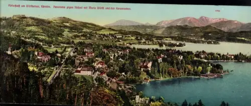 Pörtschach 1 Panorama a. Wörthersee geg. Südost m. Maria Wörth u. d. Karawanken