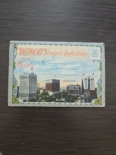 Leporello Detroit Largest Industries e Hotels USA pub Curt Teich e Co. Chicago