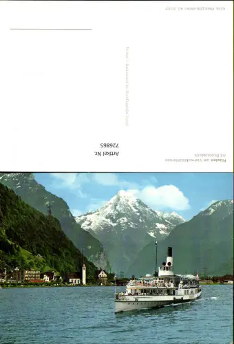 726865 Flüelen am Vierwaldstättersee Binnenschiff Schiff Dampfer Wilhelm Tell vor Bristenstock
