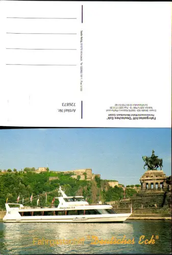 726873 Fahrgastschiff Deutsches Eck Koblenz Pfaffendorf Binnenschiff Schiff