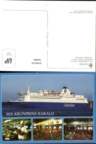 726894 Mehrbild AK M/S Kronprins Harald Color Line Hochseeschiff Schiff Speisesaal Koch