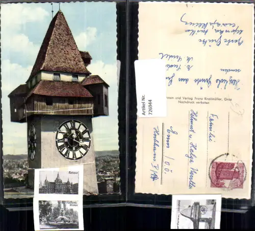 726944 Leporello Graz Uhrturm 10 Ansichten der Stadt Rathaus Stadtparkbrunnen