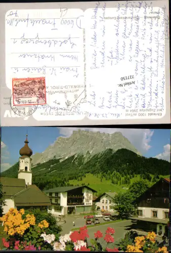 727150 Ehrwald in Tirol mit Zugspitze Ortsmotiv Kirche Bank Bez. Reutte