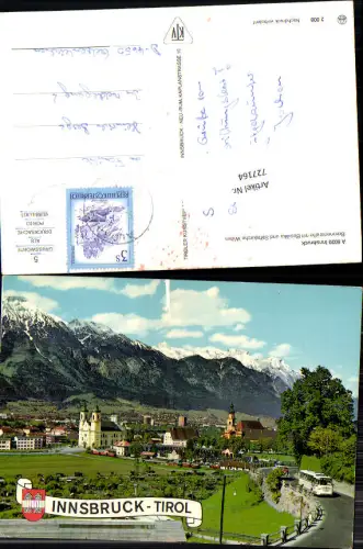 727164 Innsbruck Brennerstraße mit Basilika und Stiftskirche Wilten Bus Reisebus Bez. Innsbruck