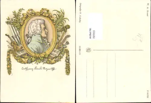 727211 Lithographie V. Kubasty W. A. Mozart Komponist Musik