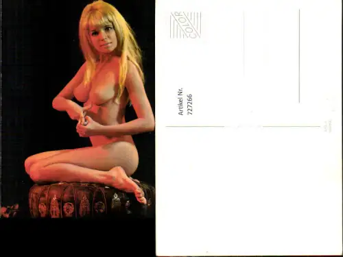 727266 Foto AK Blonde Frau Nacht Akt Nude Erotik auf Hocker