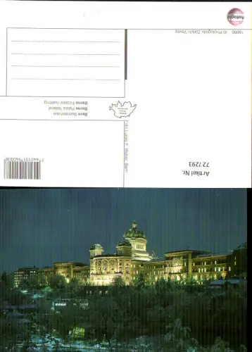 727293 Bern Berne Bundeshaus bei Nacht Palais federal