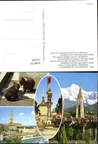 727318 Mehrbild AK Bern Berne Zähringerbrunnen Zeitglockenturm Bärengraben Altstadt Münster m. Alpen