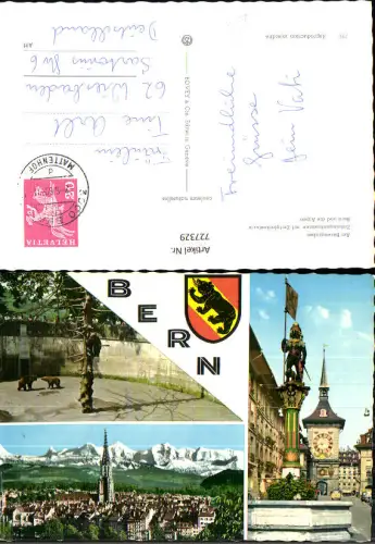 727329 Mehrbild AK Bern Berne Am Bärengraben Zähringenbrunnen mit Zeitglockenturm Bern u. Alpen