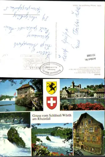727388 Mehrbild AK Gruss v. Schlössli Wörth a. Rheinfall Wasserfall Schiff Dampfer