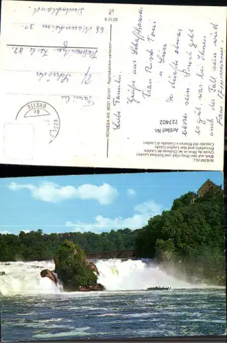 727402 Rheinfall Neuhausen am Rheinfall Wasserfall Schloss Laufen Motorboot Boot i. Vordergrund