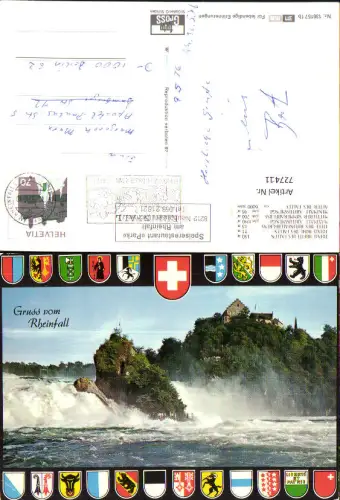 727411 Rheinfall Neuhausen am Rheinfall Wasserfall Schloss Laufen Wappen Kantone Schweiz