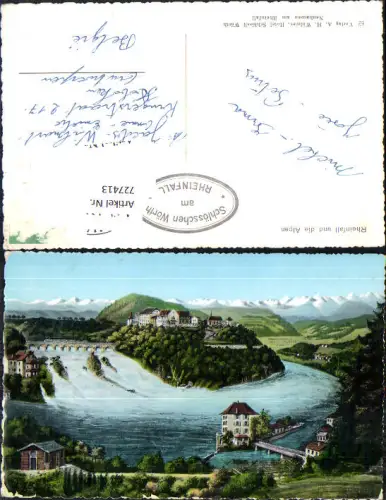 727413 Alte Ansicht Rheinfall u. d. Alpen Neuhausen am Rheinfall