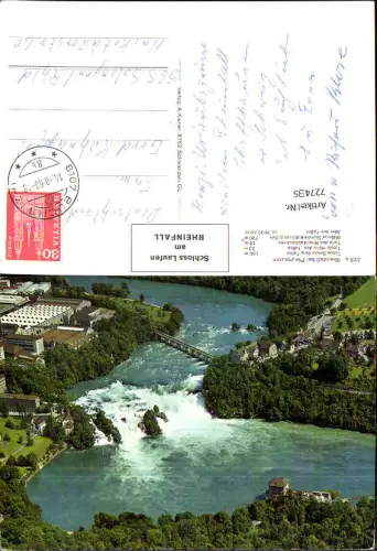 727435 Luftbild Rheinfall Neuhausen am Rheinfall Wasserfall mit Schloss Laufen