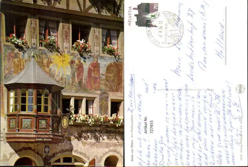 727455 Stein a. Rhein Am Rathausplatz Erker Kunstvolle Fassade Gasthof zur Sonne