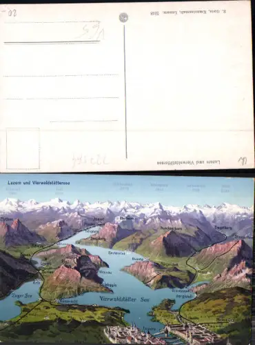 727564 Landkarten AK Vogelschau Luzern Vierwaldstättersee Hergiswil Weggis Vitznau