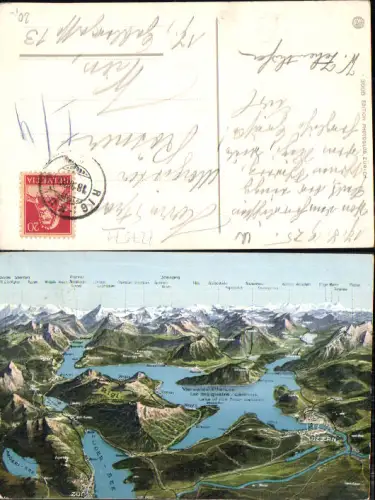 727571 Landkarten AK Vogelschau Luzern Zugersee Zug Vierwaldstättersee pub Photoglob